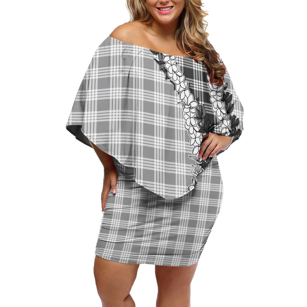 Gray Hawaii Palaka Family Matching Off Shoulder Short Dress and Hawaiian Shirt Hawaiian Honohono Lei LT05 Mom's Dress Gray - Polynesian Pride