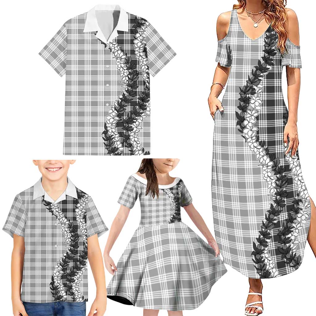 Gray Hawaii Palaka Family Matching Summer Maxi Dress and Hawaiian Shirt Hawaiian Honohono Lei LT05 - Polynesian Pride