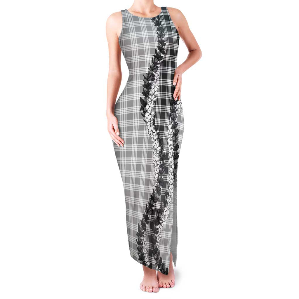 Gray Hawaii Palaka Family Matching Tank Maxi Dress and Hawaiian Shirt Hawaiian Honohono Lei LT05 Mom's Dress Gray - Polynesian Pride