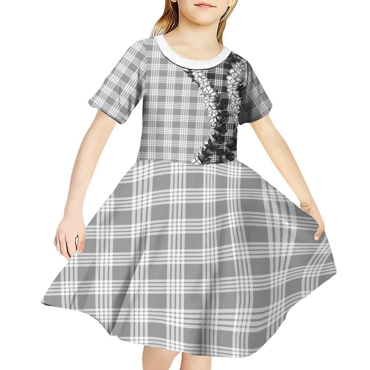 Gray Hawaii Palaka Kid Short Sleeve Dress Hawaiian Honohono Lei