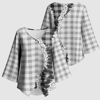 Gray Hawaii Palaka Kimono Sleeve Blouse Hawaiian Honohono Lei LT05 - Polynesian Pride