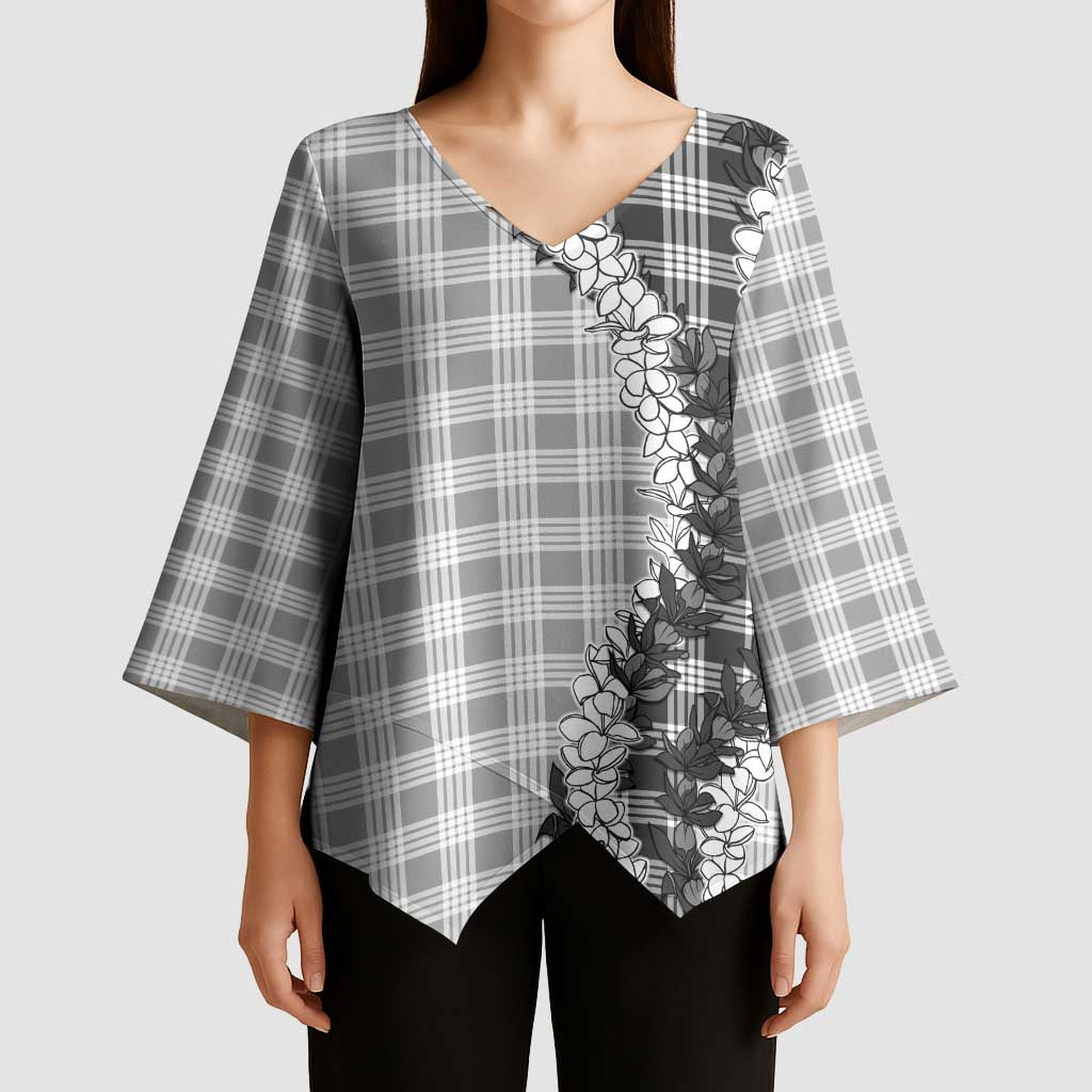 Gray Hawaii Palaka Kimono Sleeve Blouse Hawaiian Honohono Lei LT05 - Polynesian Pride