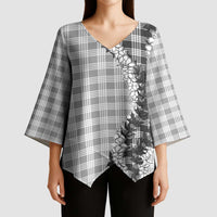 Gray Hawaii Palaka Kimono Sleeve Blouse Hawaiian Honohono Lei LT05 - Polynesian Pride