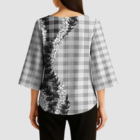 Gray Hawaii Palaka Kimono Sleeve Blouse Hawaiian Honohono Lei LT05 - Polynesian Pride