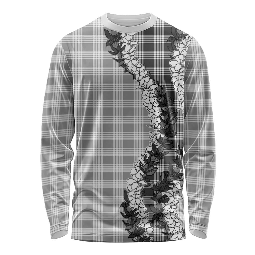 Gray Hawaii Palaka Long Sleeve Shirt Hawaiian Honohono Lei