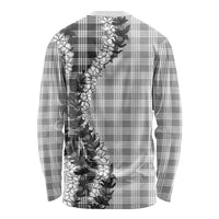 Gray Hawaii Palaka Long Sleeve Shirt Hawaiian Honohono Lei