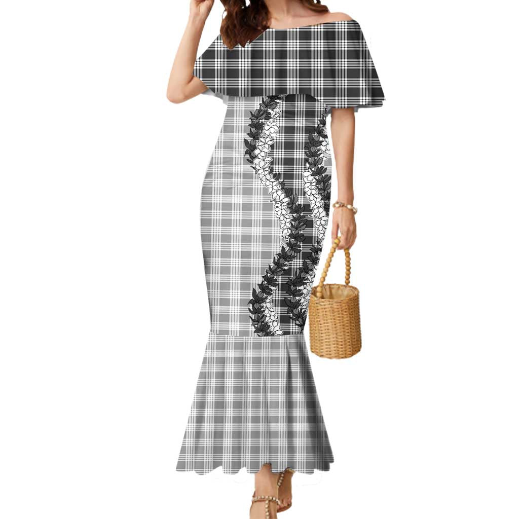 Gray Hawaii Palaka Mermaid Dress Hawaiian Honohono Lei