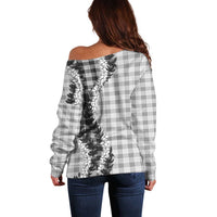 Gray Hawaii Palaka Off Shoulder Sweater Hawaiian Honohono Lei
