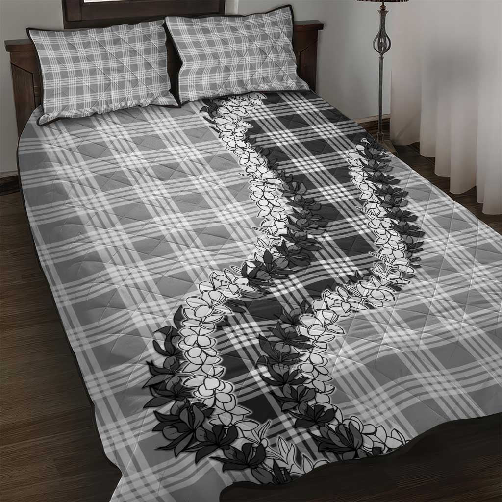 Gray Hawaii Palaka Quilt Bed Set Hawaiian Honohono Lei