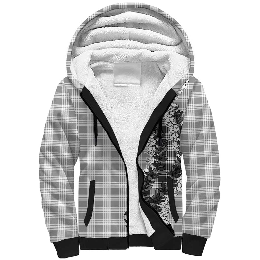 Gray Hawaii Palaka Sherpa Hoodie Hawaiian Honohono Lei