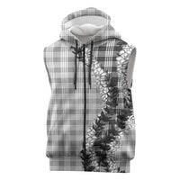 Gray Hawaii Palaka Sleeveless Zip Hoodie Hawaiian Honohono Lei LT05 Gray - Polynesian Pride