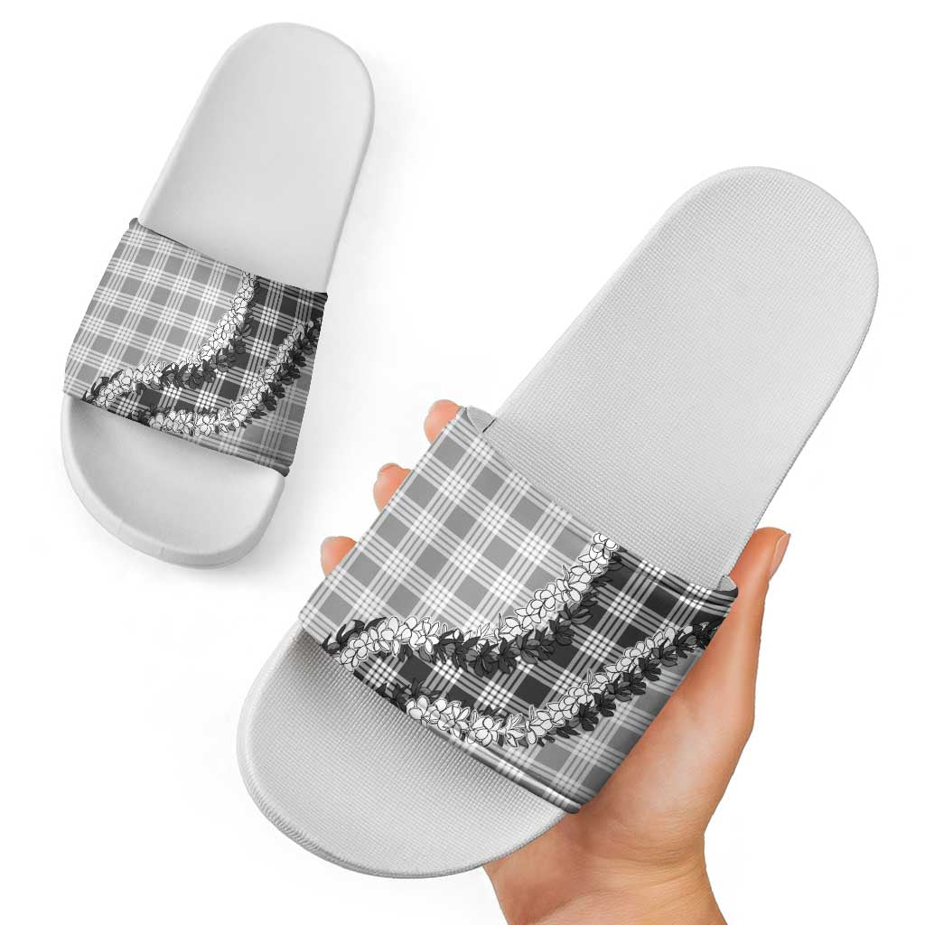 Gray Hawaii Palaka Slide Sandals Hawaiian Honohono Lei