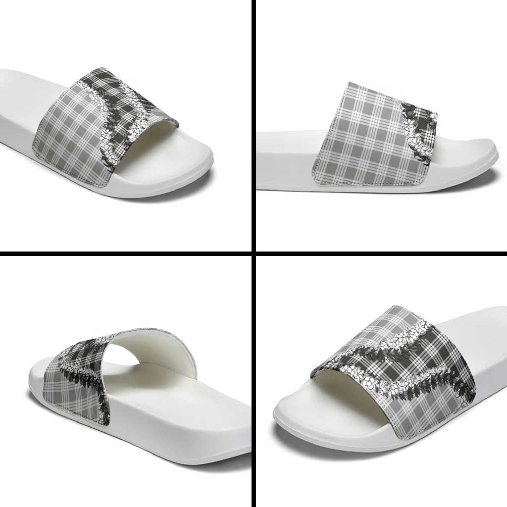 Gray Hawaii Palaka Slide Sandals Hawaiian Honohono Lei