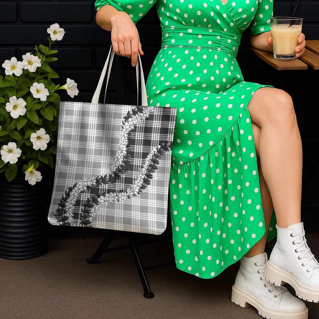 Gray Hawaii Palaka Tote Bag Hawaiian Honohono Lei