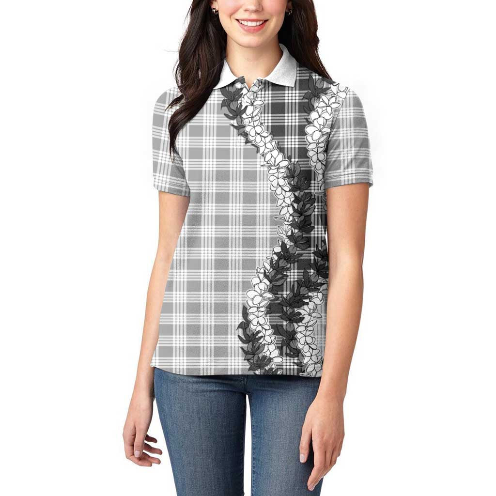 Gray Hawaii Palaka Women Polo Shirt Hawaiian Honohono Lei LT05 - Polynesian Pride