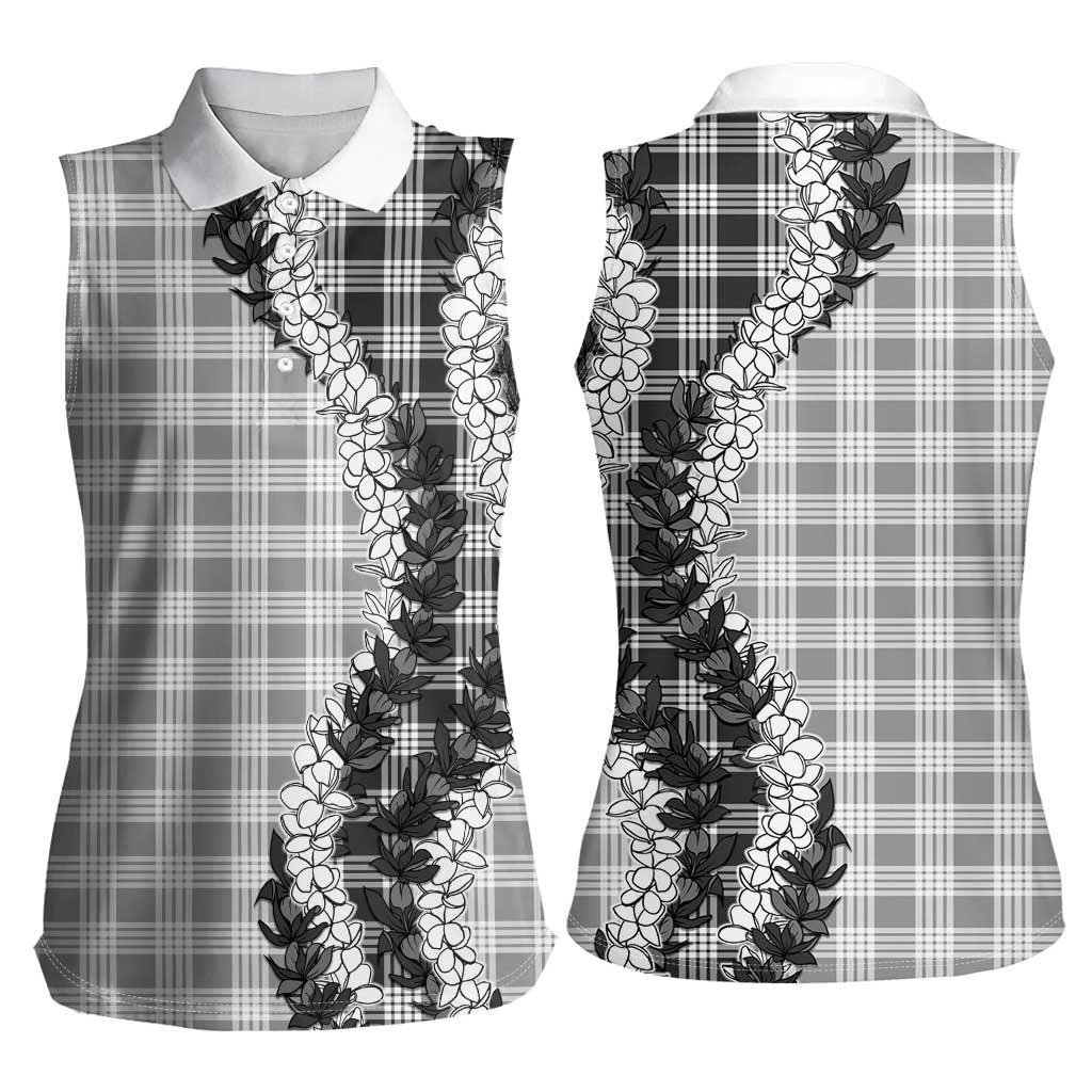 Gray Hawaii Palaka Women Sleeveless Polo Shirt Hawaiian Honohono Lei LT05 - Polynesian Pride