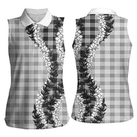 Gray Hawaii Palaka Women Sleeveless Polo Shirt Hawaiian Honohono Lei LT05 - Polynesian Pride