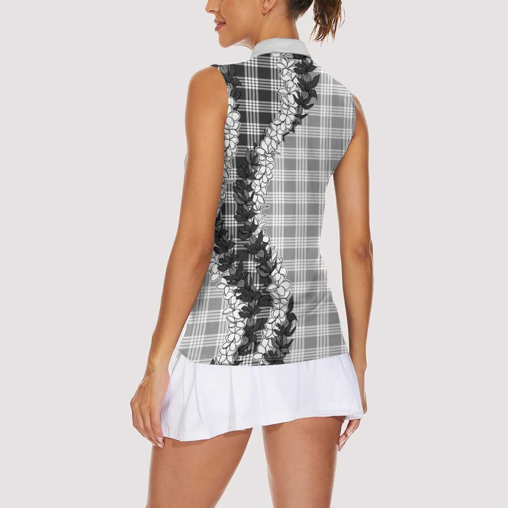 Gray Hawaii Palaka Women Sleeveless Polo Shirt Hawaiian Honohono Lei LT05 - Polynesian Pride