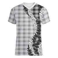 Gray Hawaii Palaka Women V-Neck T-Shirt Hawaiian Honohono Lei LT05 Female Gray - Polynesian Pride