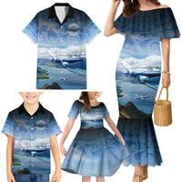New Zealand Wanaka Air Show Family Matching Mermaid Dress and Hawaiian Shirt With Maori Pattern LT05 - Polynesian Pride