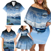 New Zealand Wanaka Air Show Family Matching Off Shoulder Short Dress and Hawaiian Shirt With Maori Pattern LT05 - Polynesian Pride