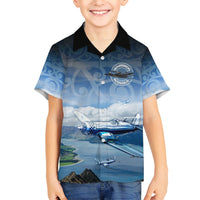 New Zealand Wanaka Air Show Kid Hawaiian Shirt With Maori Pattern LT05 Kid Blue - Polynesian Pride