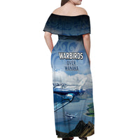 New Zealand Wanaka Air Show Off Shoulder Maxi Dress With Maori Pattern LT05 - Polynesian Pride