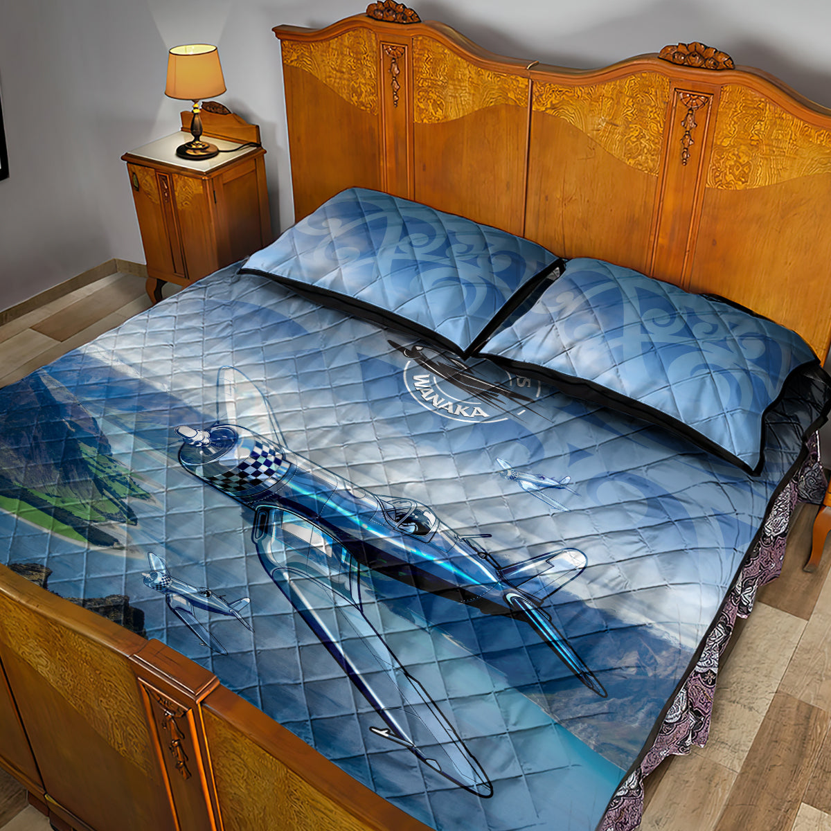New Zealand Wanaka Air Show Quilt Bed Set With Maori Pattern