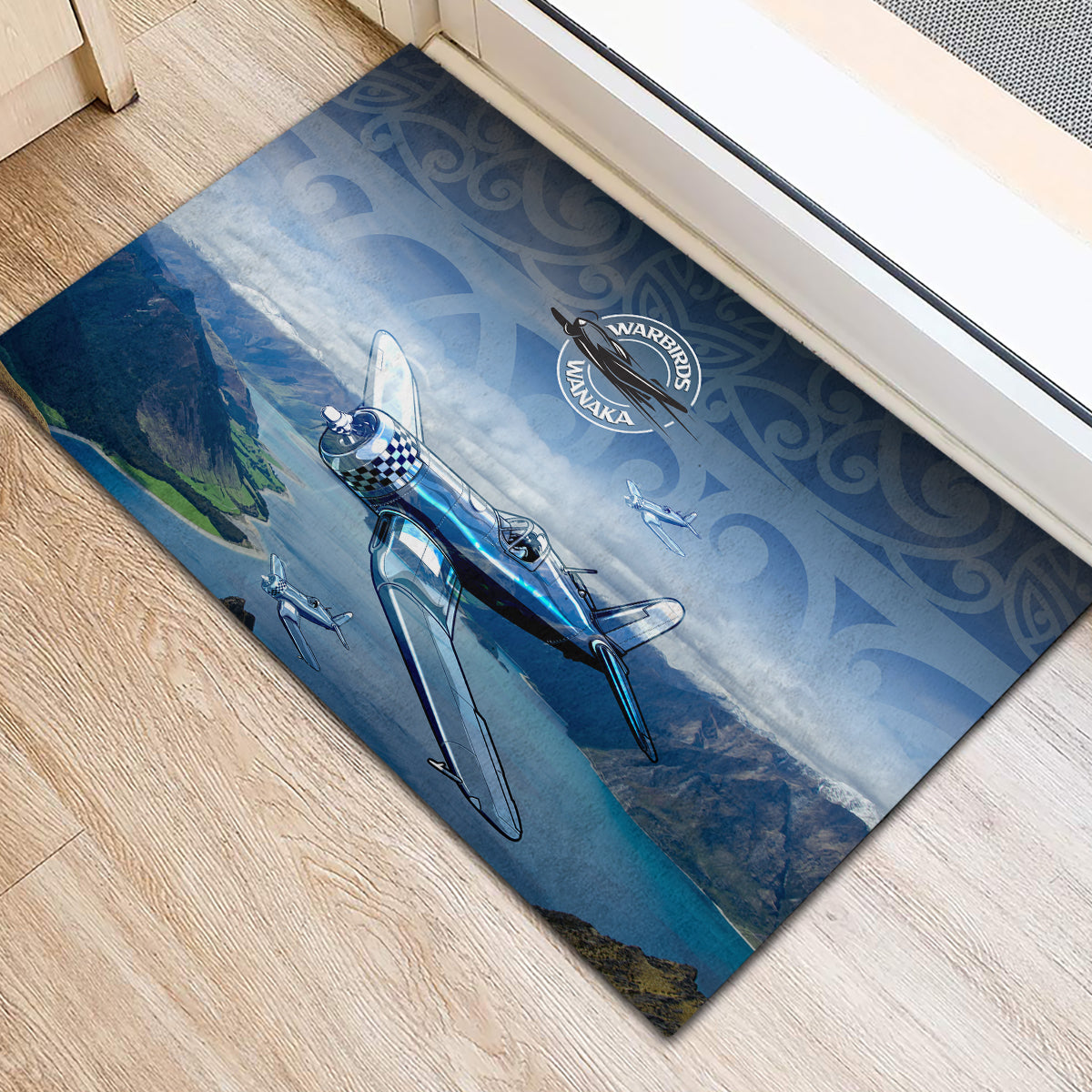 New Zealand Wanaka Air Show Rubber Doormat With Maori Pattern