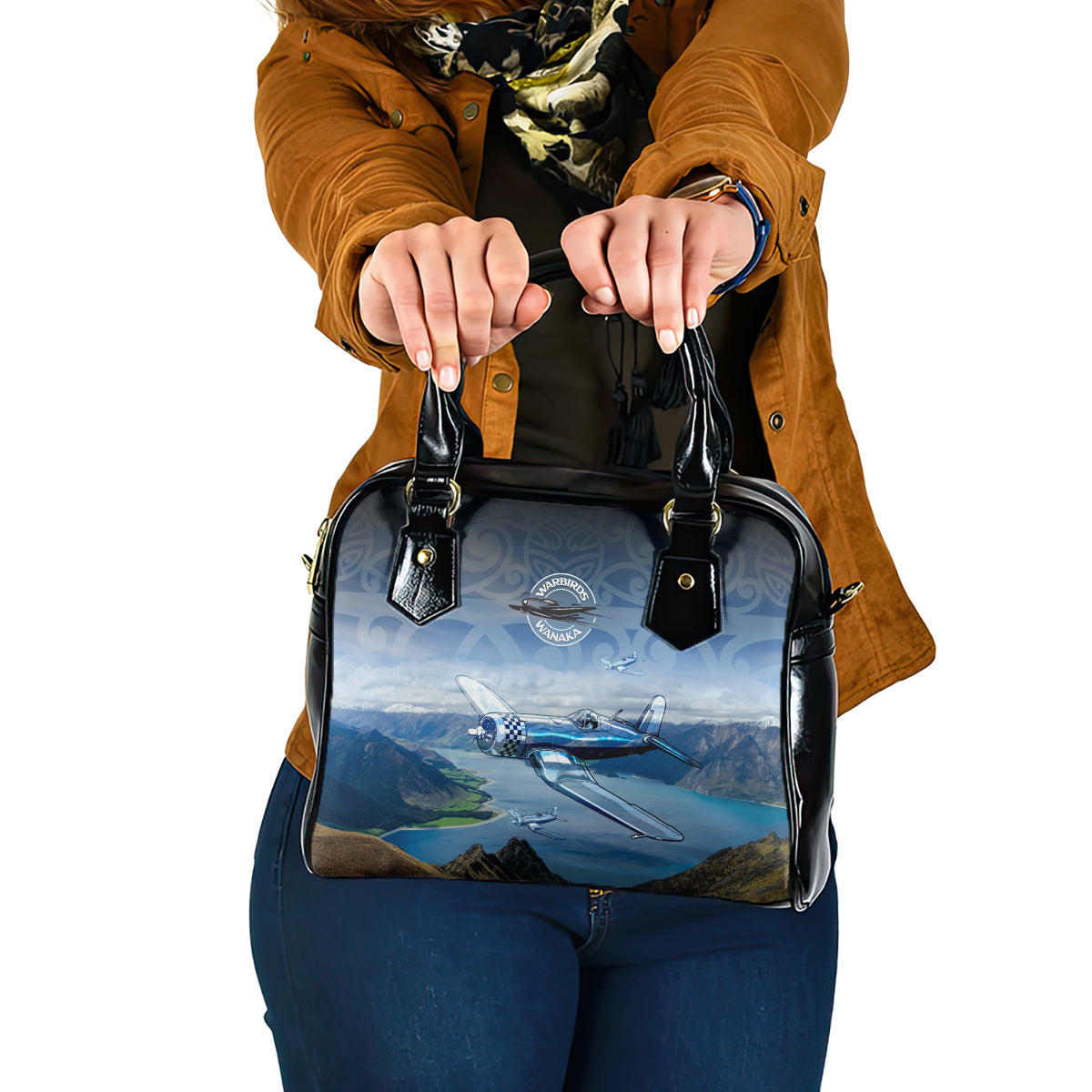 New Zealand Wanaka Air Show Shoulder Handbag With Maori Pattern LT05 One Size Blue - Polynesian Pride