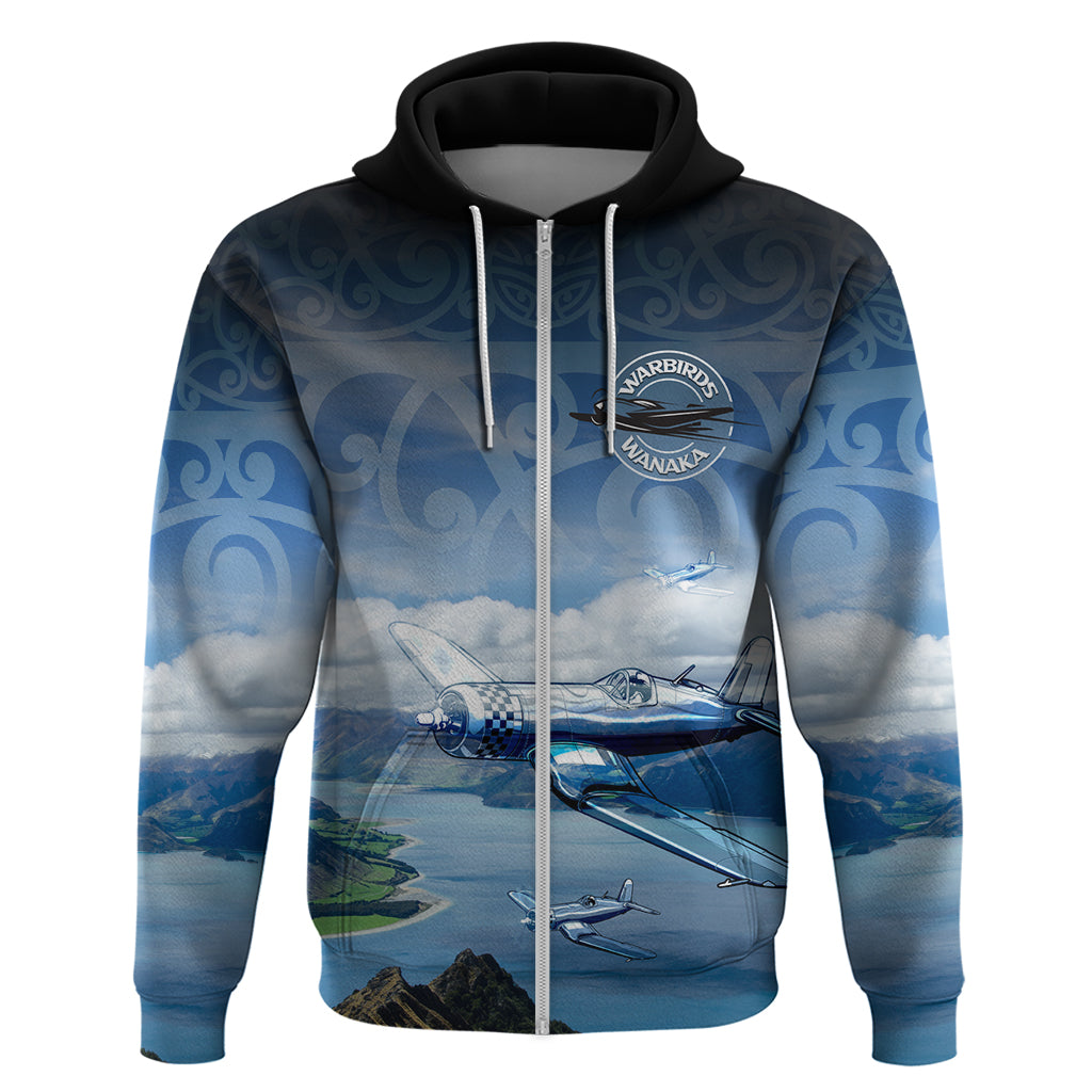 New Zealand Wanaka Air Show Zip Hoodie With Maori Pattern