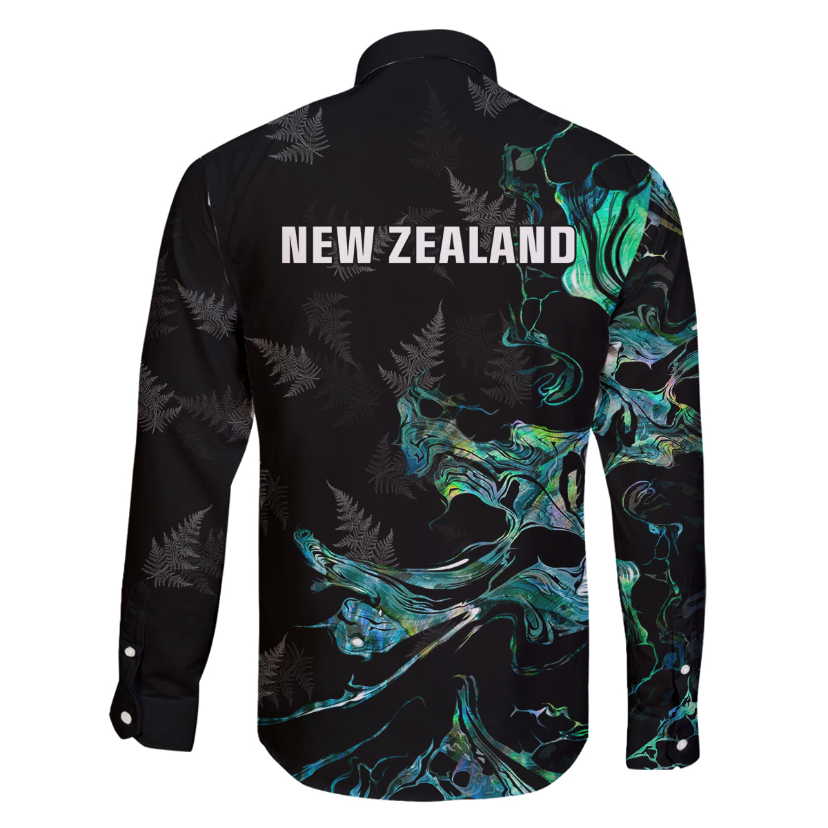 New Zealand Marathon Family Matching Off Shoulder Maxi Dress and Hawaiian Shirt Silver Fern Paua Shell Simple Style LT05 - Polynesian Pride