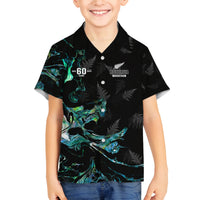 New Zealand Marathon Family Matching Summer Maxi Dress and Hawaiian Shirt Silver Fern Paua Shell Simple Style LT05 Son's Shirt Black - Polynesian Pride