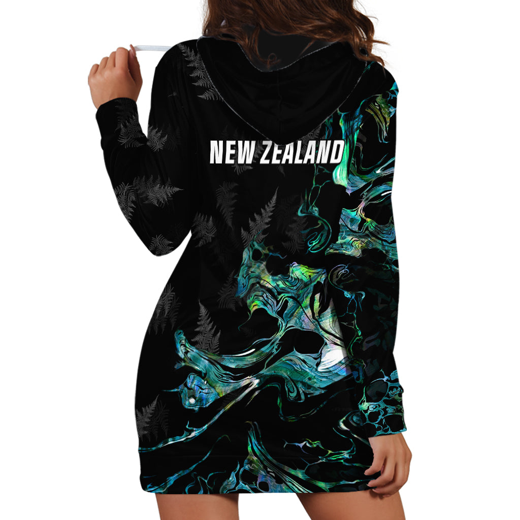 New Zealand Marathon Hoodie Dress Silver Fern Paua Shell Simple Style LT05 - Polynesian Pride