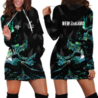 New Zealand Marathon Hoodie Dress Silver Fern Paua Shell Simple Style LT05 - Polynesian Pride