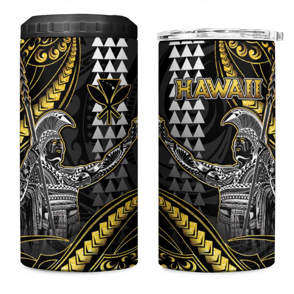Hawaii King Kamehameha The Great 4 in 1 Can Cooler Tumbler Gold Tribal Tattoo LT05 One Size: 16 oz Gold - Polynesian Pride