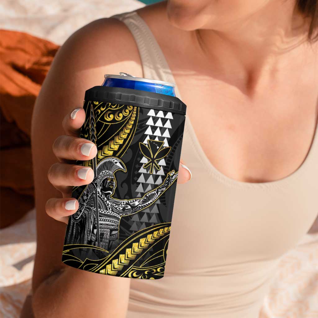 Hawaii King Kamehameha The Great 4 in 1 Can Cooler Tumbler Gold Tribal Tattoo LT05 - Polynesian Pride