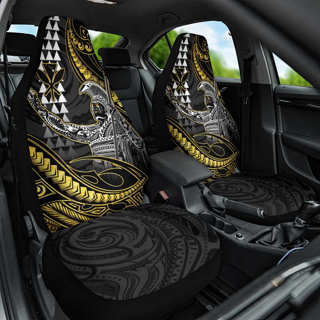 Hawaii King Kamehameha The Great Car Seat Cover Gold Tribal Tattoo LT05 One Size Gold - Polynesian Pride