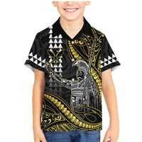 Hawaii King Kamehameha The Great Family Matching Mermaid Dress and Hawaiian Shirt Gold Tribal Tattoo LT05 Son's Shirt Gold - Polynesian Pride