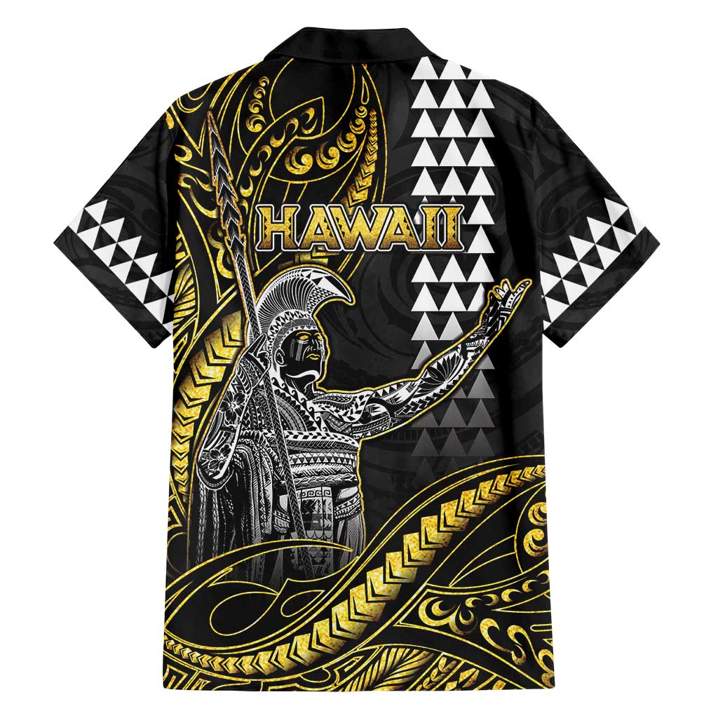 Hawaii King Kamehameha The Great Family Matching Off Shoulder Maxi Dress and Hawaiian Shirt Gold Tribal Tattoo LT05 - Polynesian Pride