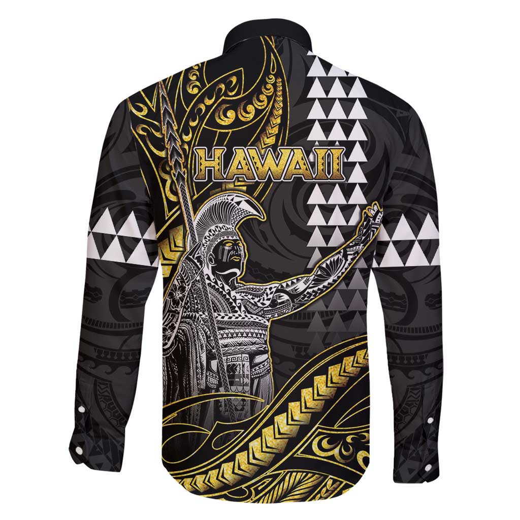 Hawaii King Kamehameha The Great Family Matching Off Shoulder Short Dress and Hawaiian Shirt Gold Tribal Tattoo LT05 - Polynesian Pride