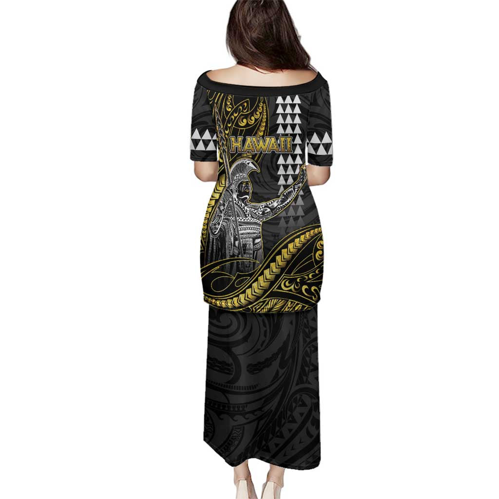 Hawaii King Kamehameha The Great Family Matching Puletasi and Hawaiian Shirt Gold Tribal Tattoo LT05 - Polynesian Pride
