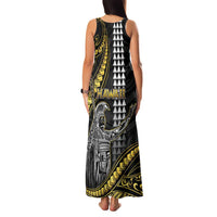 Hawaii King Kamehameha The Great Family Matching Tank Maxi Dress and Hawaiian Shirt Gold Tribal Tattoo LT05 - Polynesian Pride