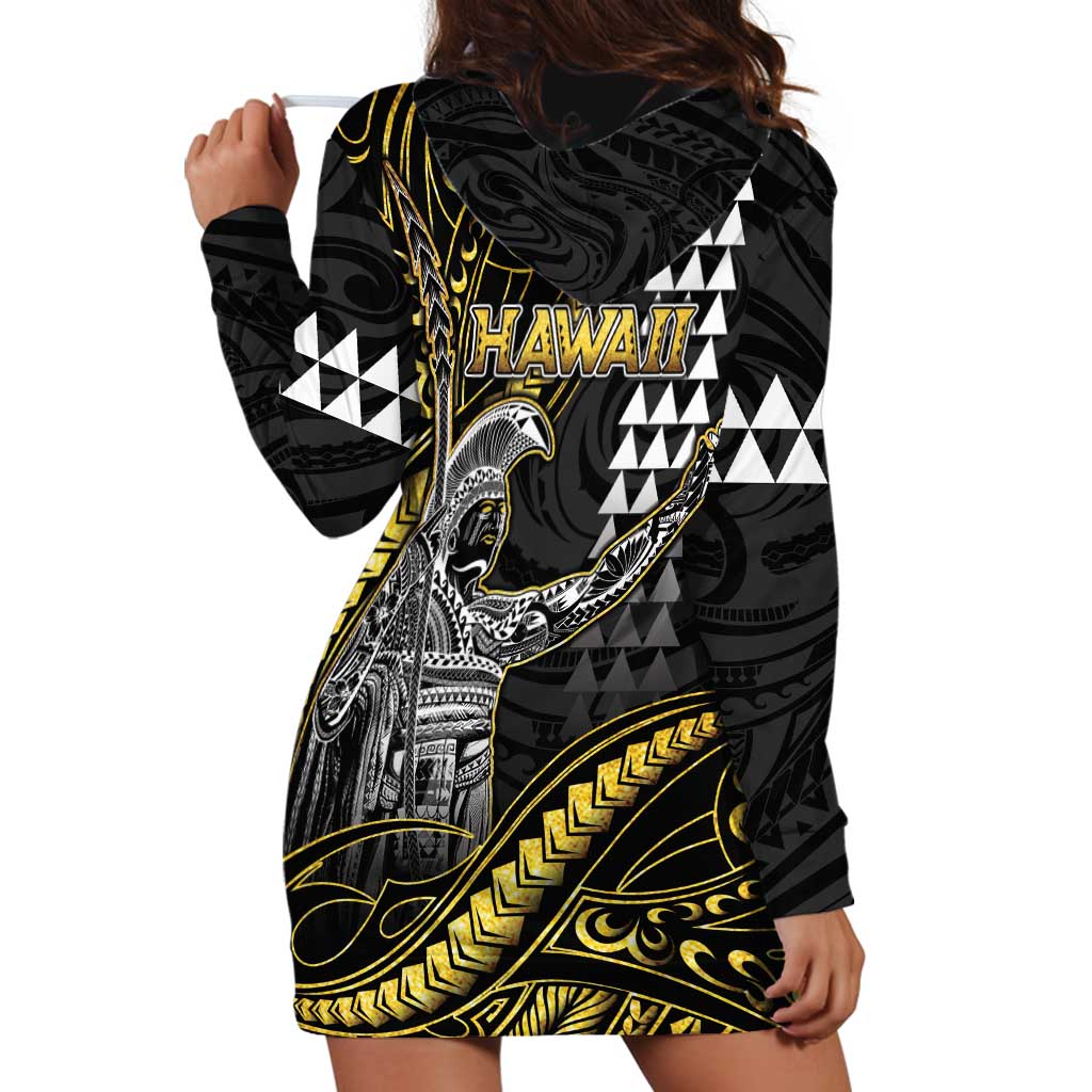 Hawaii King Kamehameha The Great Hoodie Dress Gold Tribal Tattoo LT05 - Polynesian Pride