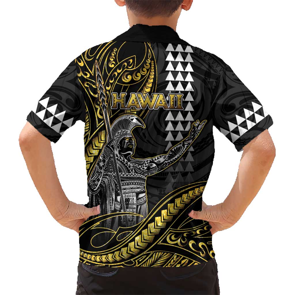 Hawaii King Kamehameha The Great Kid Hawaiian Shirt Gold Tribal Tattoo LT05 - Polynesian Pride