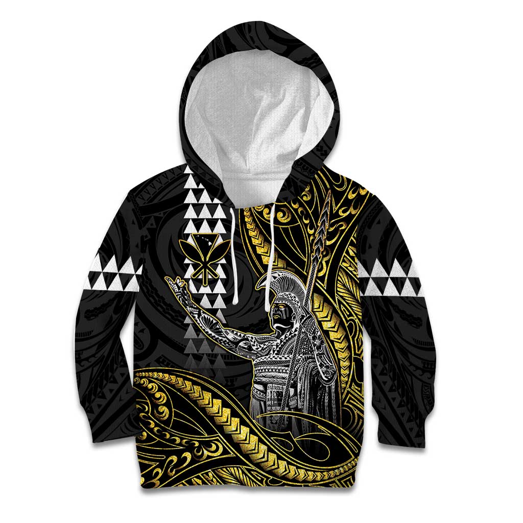 Hawaii King Kamehameha The Great Kid Hoodie Gold Tribal Tattoo LT05 Hoodie Gold - Polynesian Pride