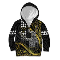 Hawaii King Kamehameha The Great Kid Hoodie Gold Tribal Tattoo LT05 Zip Hoodie Gold - Polynesian Pride