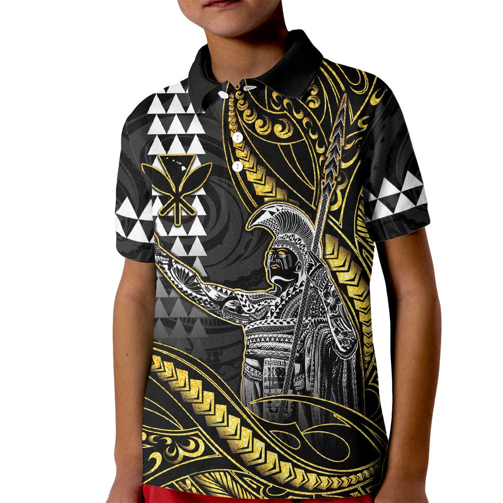 Hawaii King Kamehameha The Great Kid Polo Shirt Gold Tribal Tattoo LT05 Kid Gold - Polynesian Pride