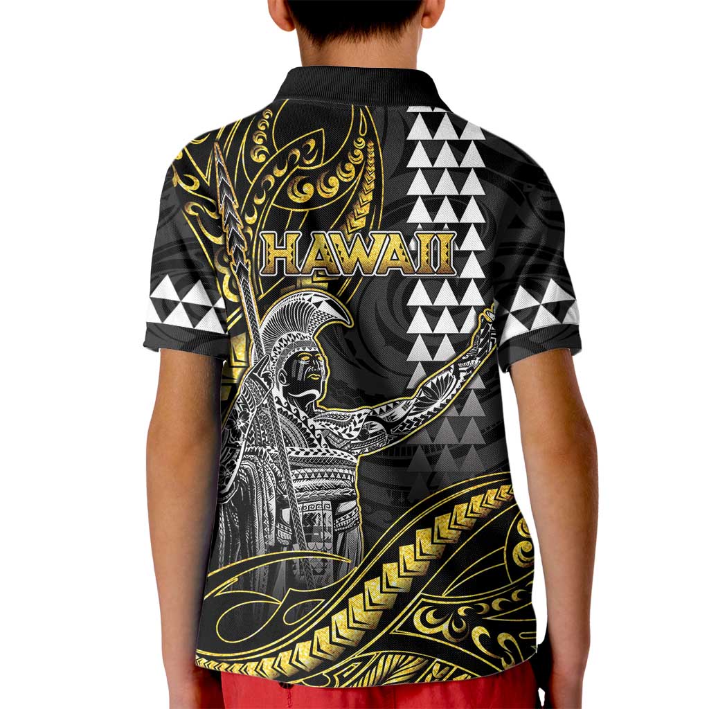 Hawaii King Kamehameha The Great Kid Polo Shirt Gold Tribal Tattoo LT05 - Polynesian Pride