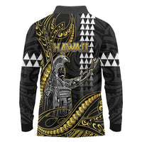 Hawaii King Kamehameha The Great Long Sleeve Polo Shirt Gold Tribal Tattoo LT05 - Polynesian Pride